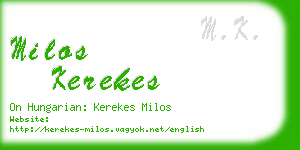 milos kerekes business card